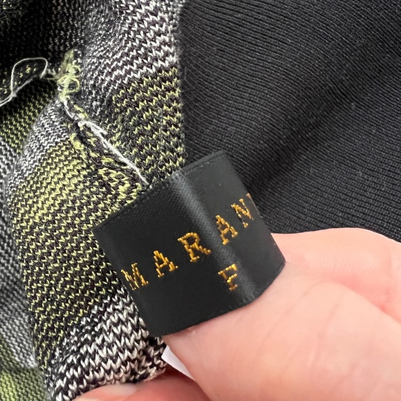 Marant Cherry Sweater Cardigan Button Up Repeat Pattern Black Cream Size S/M - Picture 5 of 6